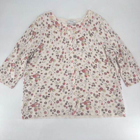 Cj Banks Womens Printed sewing seamstress Button Front Cardigan White Size 1X - Picture 10 of 12